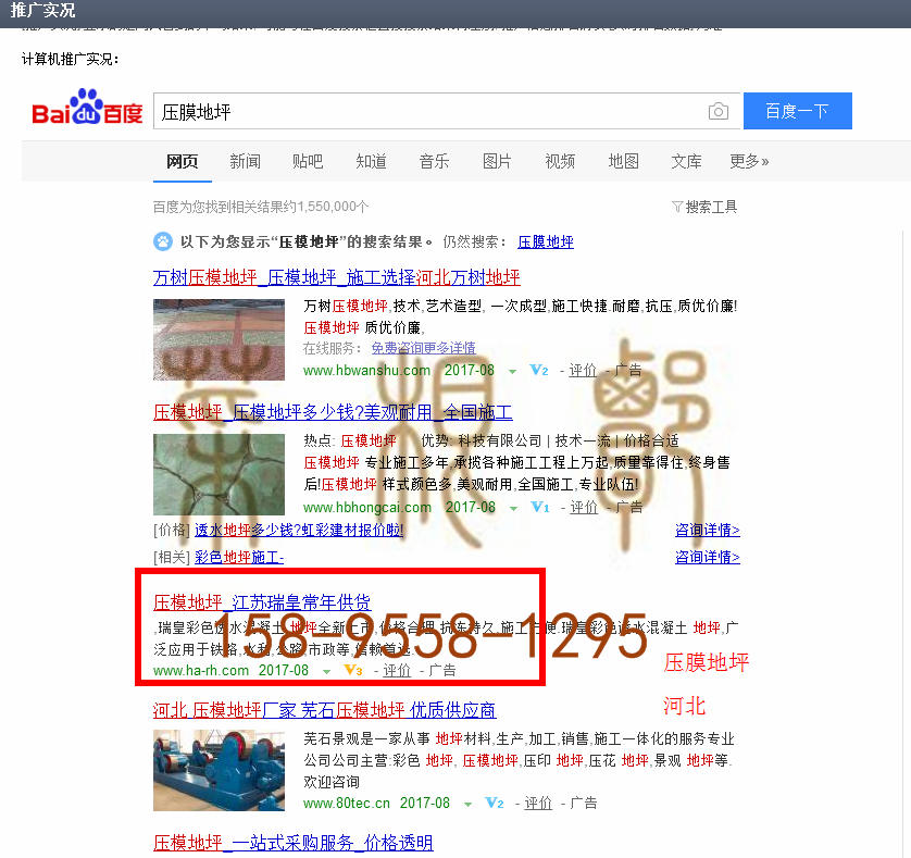 苏州竞价网站托管优化推广公司，菜根谭网络科技有限公司查询瑞皇关键词排名8月14日推广实况案例（4）